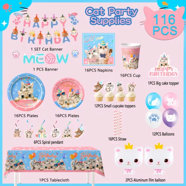 116PCS MEOW MEOW PARTY SET - Image 2