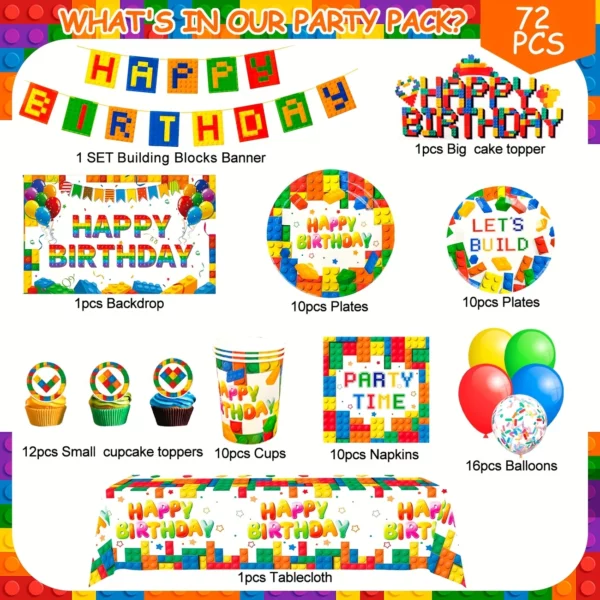 72PCS LEGO PARTY SET - Image 2